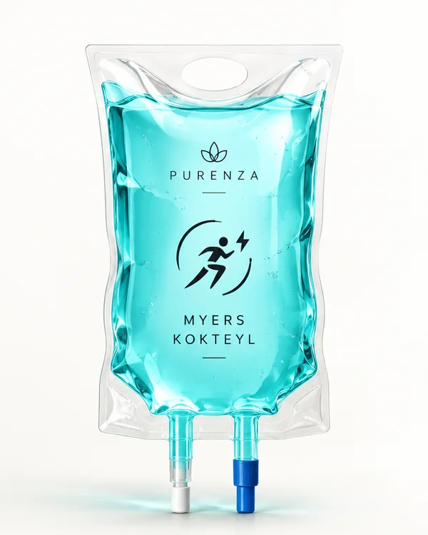 Turkuaz renkli Myers kokteyli serum torbası